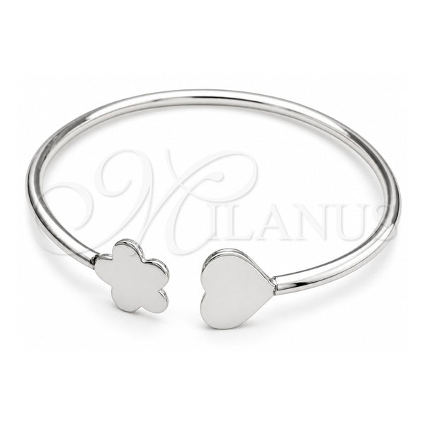 Aro Individual 07.409.0007 Plata Rodinada, Diseño de Corazón, Pulido, Tono Plateado (Grosor 04 MM, Talla Unica)