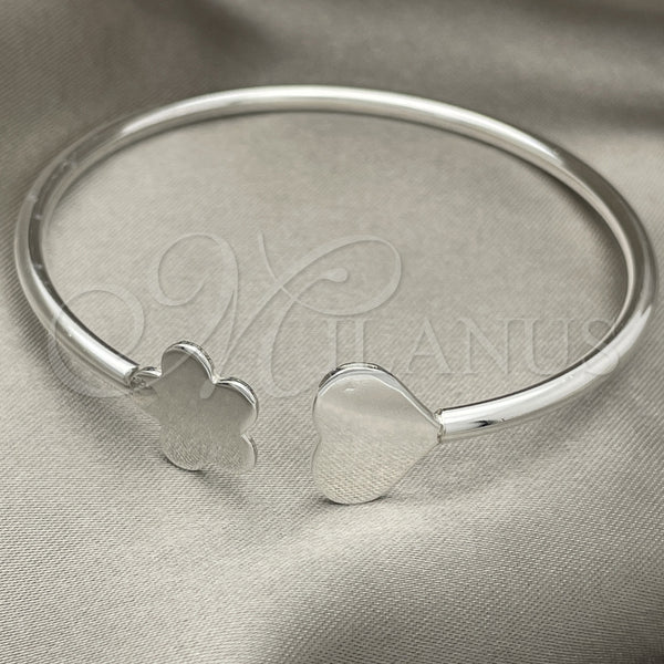 Aro Individual 07.409.0007 Plata Rodinada, Diseño de Corazón, Pulido, Tono Plateado (Grosor 04 MM, Talla Unica)