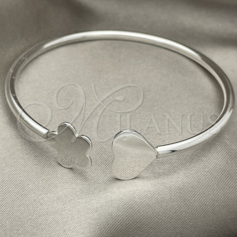 Aro Individual 07.409.0007 Plata Rodinada, Diseño de Corazón, Pulido, Tono Plateado (Grosor 04 MM, Talla Unica)