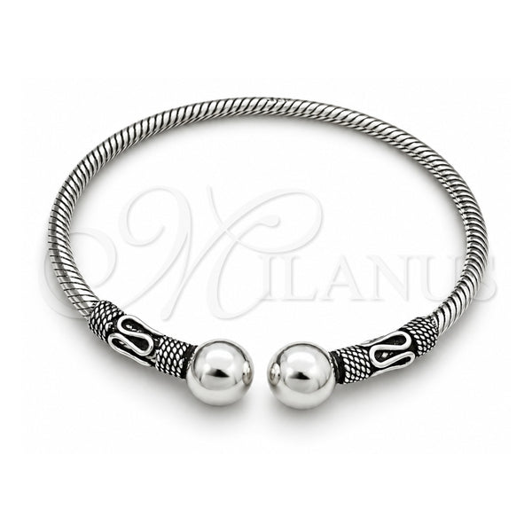 Aro Individual 07.409.0009 Plata Rodinada, Diseño de Bola, Pulido, Tono Plateado (Grosor 04 MM, Talla Unica)