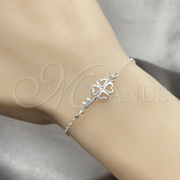 Pulsera Elegante 03.392.0023.07 Plata Rodinada, Diseño de Llave, Pulido, Tono Plateado (7 Pulgadas de Largo)