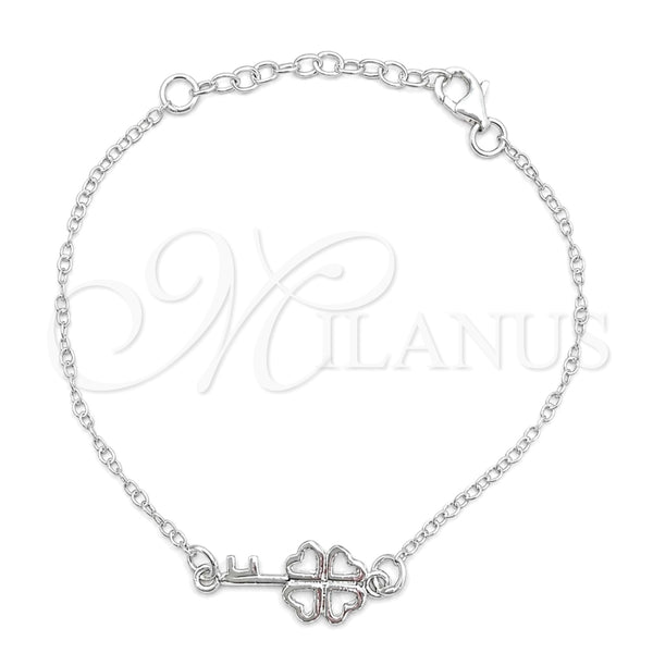 Pulsera Elegante 03.392.0023.07 Plata Rodinada, Diseño de Llave, Pulido, Tono Plateado (7 Pulgadas de Largo)