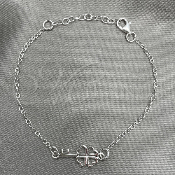 Pulsera Elegante 03.392.0023.07 Plata Rodinada, Diseño de Llave, Pulido, Tono Plateado (7 Pulgadas de Largo)