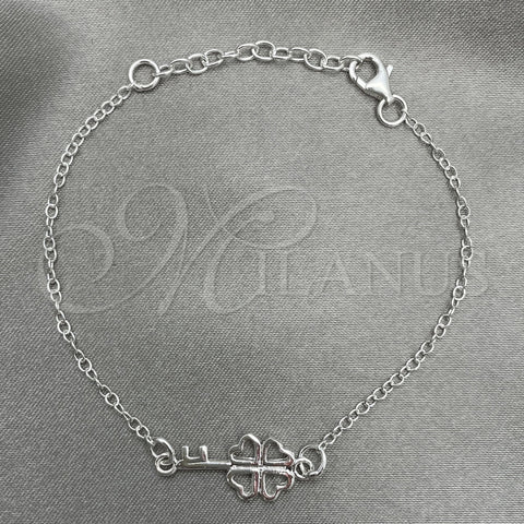 Pulsera Elegante 03.392.0023.07 Plata Rodinada, Diseño de Llave, Pulido, Tono Plateado (7 Pulgadas de Largo)