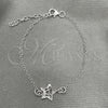 Pulsera Elegante 03.392.0024.07 Plata Rodinada, Diseño de Estrella, Pulido, Tono Plateado (7 Pulgadas de Largo)