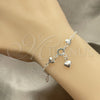 Pulsera de Dije 03.397.0007.07 Plata Rodinada, Diseño de Corazón, Pulido, Tono Plateado (7 Pulgadas de Largo)
