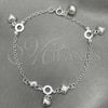 Pulsera de Dije 03.397.0007.07 Plata Rodinada, Diseño de Corazón, Pulido, Tono Plateado (7 Pulgadas de Largo)