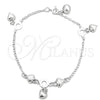 Pulsera de Dije 03.397.0007.07 Plata Rodinada, Diseño de Corazón, Pulido, Tono Plateado (7 Pulgadas de Largo)
