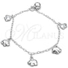 Pulsera de Dije 03.397.0008.07 Plata Rodinada, Diseño de Elefante, Pulido, Tono Plateado (7 Pulgadas de Largo)