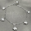 Pulsera de Dije 03.397.0008.07 Plata Rodinada, Diseño de Elefante, Pulido, Tono Plateado (7 Pulgadas de Largo)