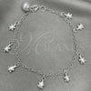 Pulsera de Dije 03.397.0009.07 Plata Rodinada, Diseño de Tortuga, Pulido, Tono Plateado (7 Pulgadas de Largo)