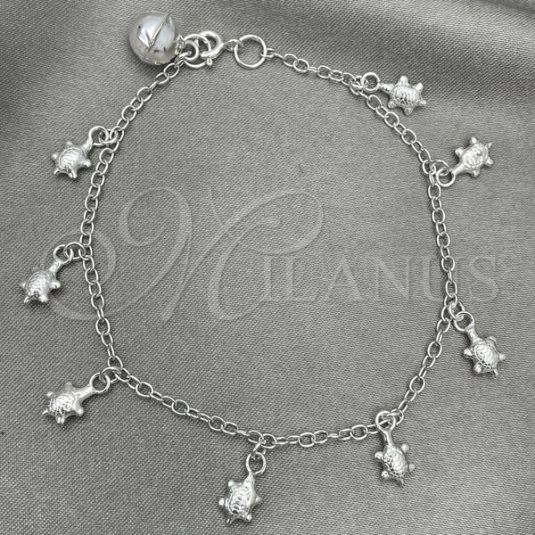 Pulsera de Dije 03.397.0009.07 Plata Rodinada, Diseño de Tortuga, Pulido, Tono Plateado (7 Pulgadas de Largo)