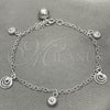 Pulsera de Dije 03.397.0010.07 Plata Rodinada, Diseño de Sol, Pulido, Tono Plateado (Grosor 01 MM, 7 Pulgadas de Largo)