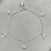 Pulsera de Dije 03.397.0010.07 Plata Rodinada, Diseño de Sol, Pulido, Tono Plateado (Grosor 01 MM, 7 Pulgadas de Largo)