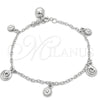 Pulsera de Dije 03.397.0010.07 Plata Rodinada, Diseño de Sol, Pulido, Tono Plateado (Grosor 01 MM, 7 Pulgadas de Largo)