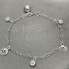 Pulsera de Dije 03.397.0010.07 Plata Rodinada, Diseño de Sol, Pulido, Tono Plateado (Grosor 01 MM, 7 Pulgadas de Largo)