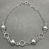 Pulsera Elegante 03.407.0002.07 Plata Rodinada, Diseño de Corazón, Pulido, Tono Plateado (7 Pulgadas de Largo)