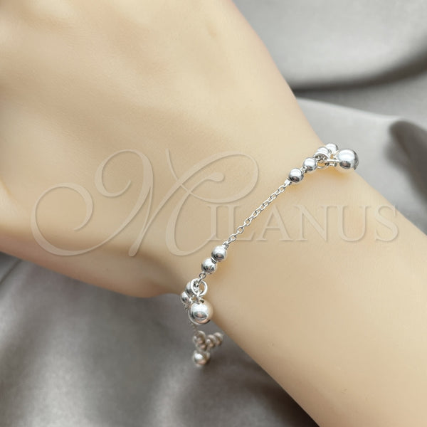 Pulsera Elegante 03.407.0003.07 Plata Rodinada, Diseño de Bola, Pulido, Tono Plateado (7 Pulgadas de Largo)