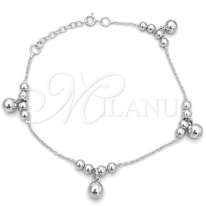 Pulsera Elegante 03.407.0003.07 Plata Rodinada, Diseño de Bola, Pulido, Tono Plateado (7 Pulgadas de Largo)