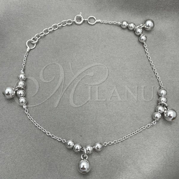 Pulsera Elegante 03.407.0003.07 Plata Rodinada, Diseño de Bola, Pulido, Tono Plateado (7 Pulgadas de Largo)