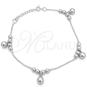 Pulsera Elegante 03.407.0003.07 Plata Rodinada, Diseño de Bola, Pulido, Tono Plateado (7 Pulgadas de Largo)