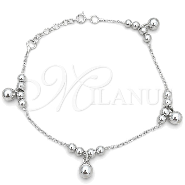 Pulsera Elegante 03.407.0003.07 Plata Rodinada, Diseño de Bola, Pulido, Tono Plateado (7 Pulgadas de Largo)