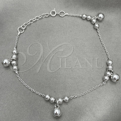 Pulsera Elegante 03.407.0003.07 Plata Rodinada, Diseño de Bola, Pulido, Tono Plateado (7 Pulgadas de Largo)