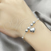 Pulsera de Dije 03.407.0005.07 Plata Rodinada, Diseño de Corazón, Pulido, Tono Plateado (7 Pulgadas de Largo)