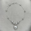 Pulsera de Dije 03.407.0005.07 Plata Rodinada, Diseño de Corazón, Pulido, Tono Plateado (7 Pulgadas de Largo)