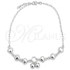 Tobillera de Dije 03.407.0006.10 Plata Rodinada, Diseño de Corazón, Pulido, Tono Plateado (10 Pulgadas de Largo)