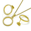 Juego de Arete y Dije de Adulto 10.379.0069 Oro Laminado, con Marfil Perla, Pulido, Tono Dorado