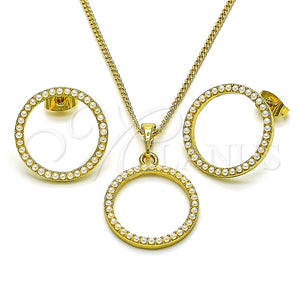 Juego de Arete y Dije de Adulto 10.379.0069 Oro Laminado, con Marfil Perla, Pulido, Tono Dorado