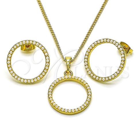 Juego de Arete y Dije de Adulto 10.379.0069 Oro Laminado, con Marfil Perla, Pulido, Tono Dorado