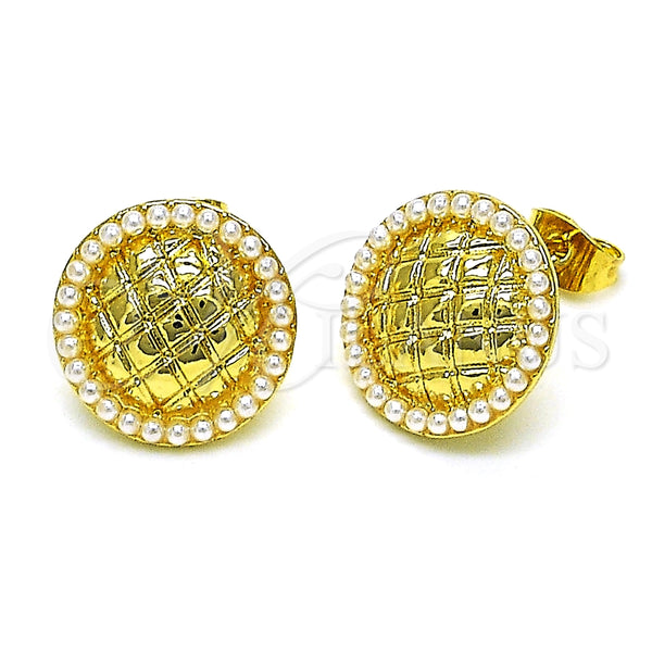 Arete Dormilona 02.379.0035 Oro Laminado, con Marfil Perla, Pulido, Tono Dorado