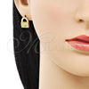 Arete Dormilona 02.379.0036 Oro Laminado, Diseño de Cartera, con Marfil Perla and Blanca Cristal, Pulido, Tono Dorado
