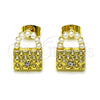 Arete Dormilona 02.379.0036 Oro Laminado, Diseño de Cartera, con Marfil Perla and Blanca Cristal, Pulido, Tono Dorado