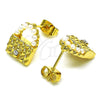 Arete Dormilona 02.379.0036 Oro Laminado, Diseño de Cartera, con Marfil Perla and Blanca Cristal, Pulido, Tono Dorado