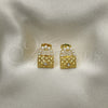 Arete Dormilona 02.379.0036 Oro Laminado, Diseño de Cartera, con Marfil Perla and Blanca Cristal, Pulido, Tono Dorado
