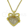 Dije Elegante 05.381.0011 Oro Laminado, Diseño de Corazón, con Blanca Micro Pave, Pulido, Tono Dorado