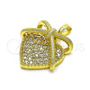 Dije Elegante 05.381.0011 Oro Laminado, Diseño de Corazón, con Blanca Micro Pave, Pulido, Tono Dorado