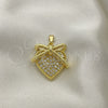 Dije Elegante 05.381.0011 Oro Laminado, Diseño de Corazón, con Blanca Micro Pave, Pulido, Tono Dorado