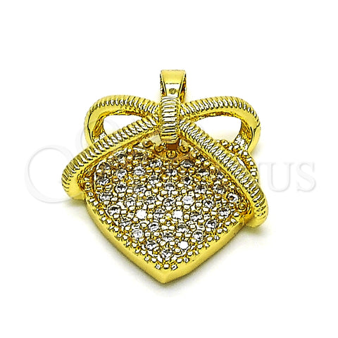 Dije Elegante 05.381.0011 Oro Laminado, Diseño de Corazón, con Blanca Micro Pave, Pulido, Tono Dorado