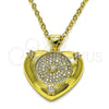 Dije Elegante 05.381.0014 Oro Laminado, Diseño de Corazón, con Blanca Micro Pave and Blanca Zirconia Cubica, Pulido, Tono Dorado