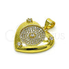 Dije Elegante 05.381.0014 Oro Laminado, Diseño de Corazón, con Blanca Micro Pave and Blanca Zirconia Cubica, Pulido, Tono Dorado