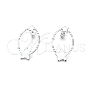 Arete Dormilona 02.399.0063.1 Plata Rodinada, Diseño de Estrella, Diamantado, Tono Plateado