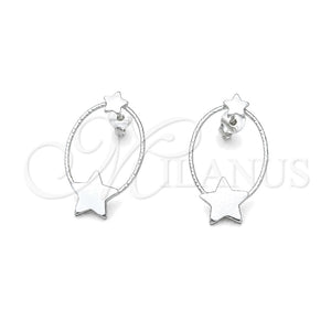 Arete Dormilona 02.399.0063.1 Plata Rodinada, Diseño de Estrella, Diamantado, Tono Plateado