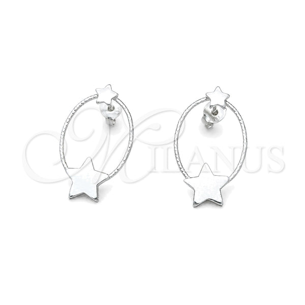Arete Dormilona 02.399.0063.1 Plata Rodinada, Diseño de Estrella, Diamantado, Tono Plateado