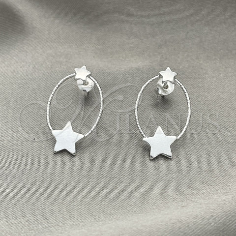Arete Dormilona 02.399.0063.1 Plata Rodinada, Diseño de Estrella, Diamantado, Tono Plateado