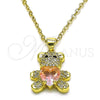 Dije Elegante 05.381.0001.5 Oro Laminado, Diseño de Osito y Corazon, Diseño de Osito, con Zirconia Cubica Rosado y Micro PaveBlanca, Pulido, Dorado