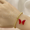 Pulsera Elegante 03.341.0112.3.07 Oro Laminado, Diseño de Bead Expandible y Mariposa, con Light Siam Cristal and Blanca Micro Pave, Pulido, Tono Dorado (04 MM Thickness, 7 Inches Length)